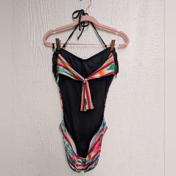 L Space Cozumel Free Love Fringe Bandeau Monokini One Piece Swimsuit Size 10 - Picture 6 of 7